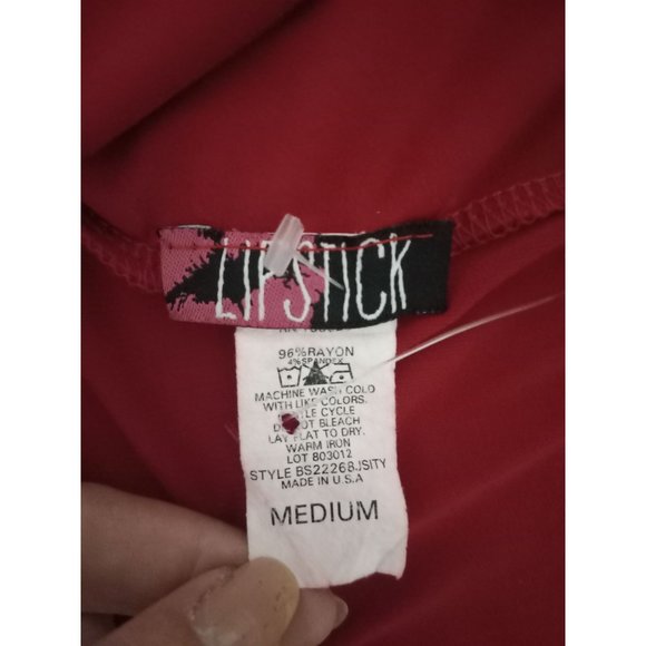 Lipstick Medium Red Bodycon Open Back Clubbing Statement Stretch Top - Picture 3 of 3